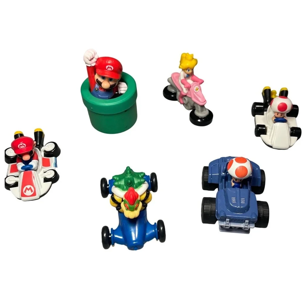 LOT Nintendo Mario Kart Mini Racers Toy Set Bowser Toad Princess Peach Mario